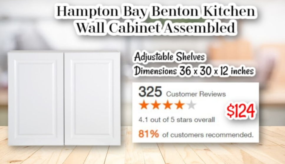 Hampton Bay Benton Kitchen Wall Cabinet Assembled