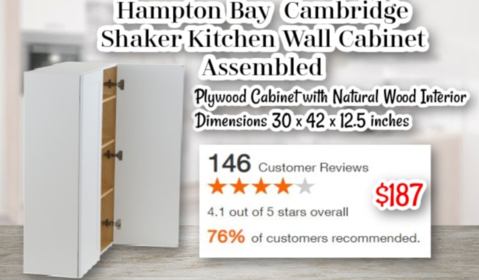 Hampton Bay Cambridge Shaker Kitchen Wall Cabinet